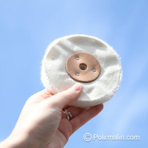 TAMPON DE POLISSAGE EN COTON NON COUSU AVEC ROSETTE EN CUIR 100 MM SMALL