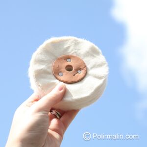 TAMPON DE POLISSAGE EN COTON NON COUSU AVEC ROSETTE EN CUIR 100 MM MEDIUM