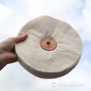 TAMPON DE POLISSAGE EN COTON NON COUSU  AVEC ROSETTE EN CUIR 200 MM MEDIUM