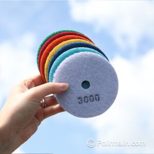 TAMPONS DE POLISSAGE DIAMANTÉS POUR PIERRE Ø100 X 4 X Ø10 MM, 7 PIÈCES