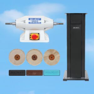 TOURET À POLIR NI-KIT 150 MM, 520 W, COMPLET AVEC SOCLE ET KIT DE POLISSAGE